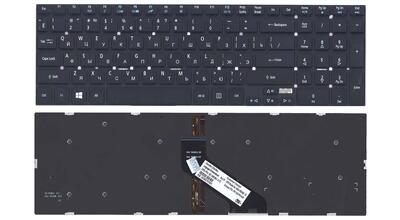 Клавиатура для ноутбука Acer Aspire 5755, 5755G, 5830, 5830G, 5830T, 5830TG с подсветкой (Light), Black, (No Frame), RU