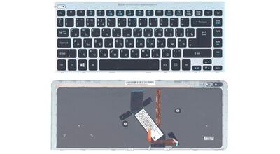 Клавиатура для ноутбука Acer Aspire (V5-471) с подсветкой (Light), Black with Grey, (With Frame), RU