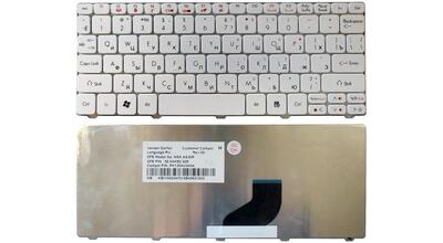 Клавиатура для ноутбука Acer Aspire One 521, 522, 532, 532H, 533, D255, D255E, D257, D260, D270, Happy, Happy2, eMachines 350, 355, em350, em355, Gateway LT21, LT27, LT28, Packard Bell NAV50, Dot S2, Dot SE, Dot SC, Dot SE3, PAV80 White RU