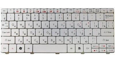 Клавиатура для ноутбука Acer Aspire One 521, 522, 532, 532H, 533, D255, D255E, D257, D260, D270, Happy, Happy2, eMachines 350, 355, em350, em355, Gateway LT21, LT27, LT28, Packard Bell NAV50, Dot S2, Dot SE, Dot SC, Dot SE3, PAV80 White RU - фото 2