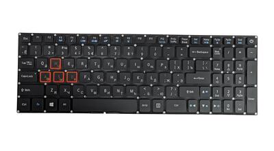 Клавиатура для ноутбука Acer Aspire VN7-593G Black,с красной подсветкой (Light Red), (No Frame), RU