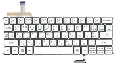 Клавиатура для ноутбука Acer Aspire S7-191, S7-391, S7-392 с подсветкой (Light), Silver, (No Frame) RU - фото 2